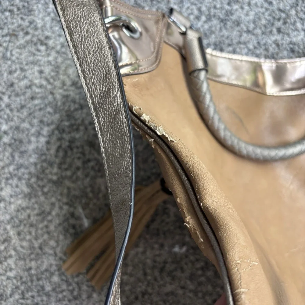 MISS ME Shoulder Bag Tote Grunge Purse Y2K Gold Metallic